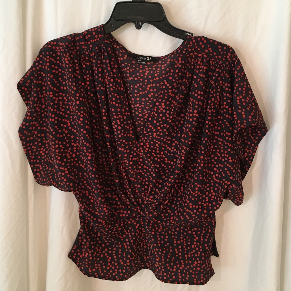 Orange Polka dot Silky Blouse